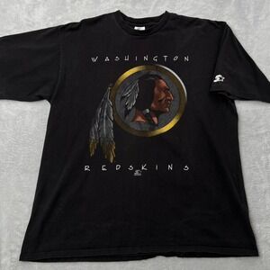Vintage Starter Washington Redskins T-Shirt Mens XL Black Made in USA 90s NFL